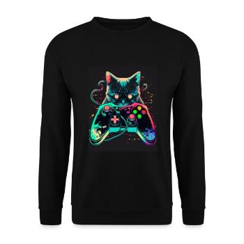 Cats and Gaming Cat Kitten Controller Gaming - Unisex Sweatshirt - black - Front - Alina (178cm) & Michal (187cm)