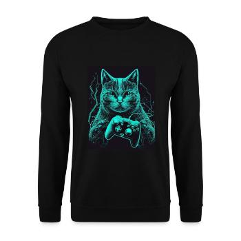 Cats and Gaming Cat Kitten Controller Gaming - Unisex Sweatshirt - black - Front - Alina (178cm) & Michal (187cm)