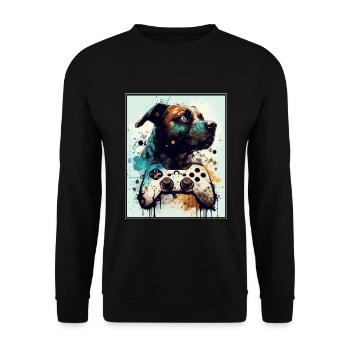 Chiens et jeux Hunde Gamer Controller Zocken - Sweat-shirt Unisexe - noir - Devant - Alina (178cm) & Michal (187cm)