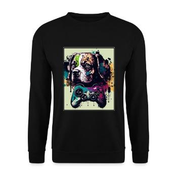 Chiens et jeux Hunde Gamer Controller Zocken - Sweat-shirt Unisexe - noir - Devant - Alina (178cm) & Michal (187cm)