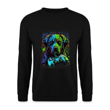 Chiens et jeux Hunde Gamer Controller Zocken - Sweat-shirt Unisexe - noir - Devant - Alina (178cm) & Michal (187cm)