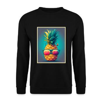 Ananas Sommer Veganer Obst Vegetarier Fructaner - Unisex Pullover - Schwarz - Vorne - Alina (178cm) & Michal (187cm)