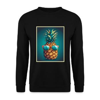 Ananas Sommer Veganer Obst Vegetarier Fructaner - Unisex Pullover - Schwarz - Vorne - Alina (178cm) & Michal (187cm)