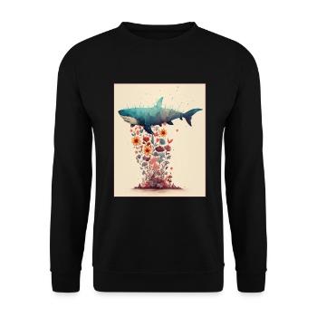 Shark Ocean Plants Flowers Maritime Deep Sea Climate - Unisex Sweatshirt - black - Front - Alina (178cm) & Michal (187cm)