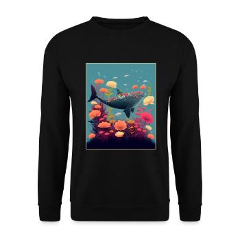 Shark Whale Ocean Plants Maritime Deep Sea Climate - Unisex Sweatshirt - black - Front - Alina (178cm) & Michal (187cm)