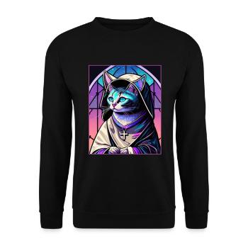 Cat Nun Church Vaporwave Religion Chaton - Sweat-shirt Unisexe - noir - Devant - Alina (178cm) & Michal (187cm)