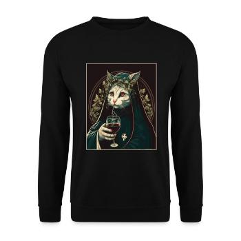 Cat Nun Church Vaporwave Religion Chaton - Sweat-shirt Unisexe - noir - Devant - Alina (178cm) & Michal (187cm)