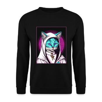 Cat Nun Church Vaporwave Religion Chaton - Sweat-shirt Unisexe - noir - Devant - Alina (178cm) & Michal (187cm)