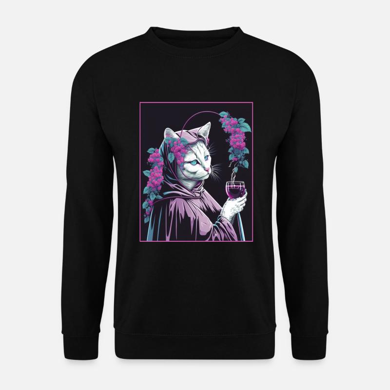 Katze Nonne Kirche Vaporwave Religion Kätzchen - Unisex Pullover - Schwarz