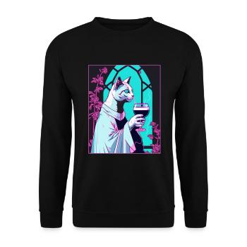 Cat Nun Church Vaporwave Religion Chaton - Sweat-shirt Unisexe - noir - Devant - Alina (178cm) & Michal (187cm)