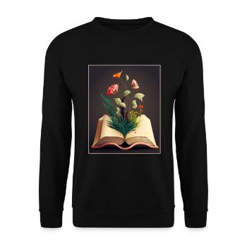Leser Leserin Bücher Pflanzen Blumen Autor - Unisex Pullover - Schwarz - Vorne - Alina (178cm) & Michal (187cm)