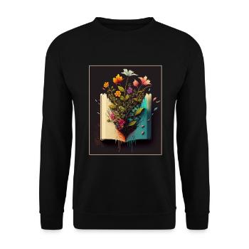 Leser Leserin Bücher Pflanzen Blumen Autor - Unisex Pullover - Schwarz - Vorne - Alina (178cm) & Michal (187cm)