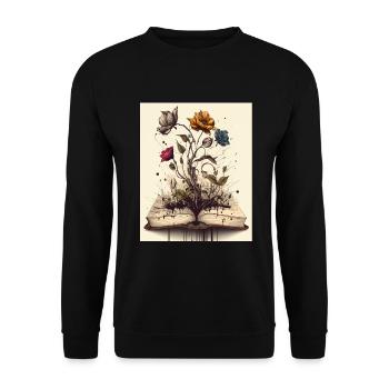 Lecteur Livres Plantes Fleurs Auteur - Sweat-shirt Unisexe - noir - Devant - Alina (178cm) & Michal (187cm)