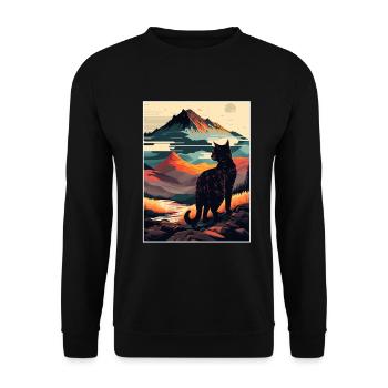 Cat Kitten Mountains Randonnée Escalade en plein air - Sweat-shirt Unisexe - noir - Devant - Alina (178cm) & Michal (187cm)