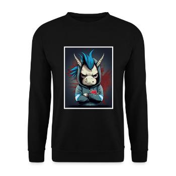 Collègue sarcasme sarcastique de vache licorne du matin - Sweat-shirt Unisexe - noir - Devant - Alina (178cm) & Michal (187cm)