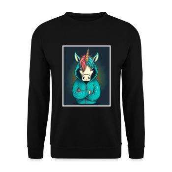 Collègue sarcasme sarcastique de vache licorne du matin - Sweat-shirt Unisexe - noir - Devant - Alina (178cm) & Michal (187cm)