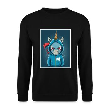 Collègue sarcasme sarcastique de vache licorne du matin - Sweat-shirt Unisexe - noir - Devant - Alina (178cm) & Michal (187cm)