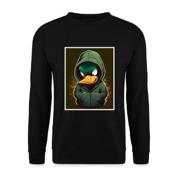 Vogel Ente Gans Morgenmuffel Sarkasmus Kollege - Unisex Pullover - Schwarz - Vorne - Alina (178cm) & Michal (187cm)