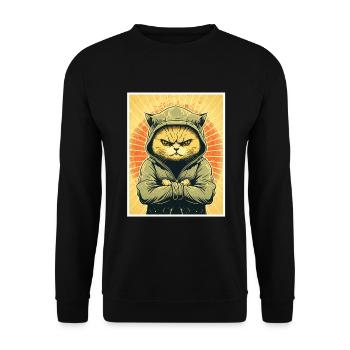 Katze Kätzchen Morgenmuffel Sarkasmus Kollege - Unisex Pullover - Schwarz - Vorne - Alina (178cm) & Michal (187cm)