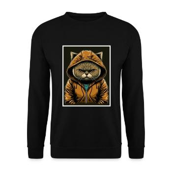 Katze Kätzchen Morgenmuffel Sarkasmus Kollege - Unisex Pullover - Schwarz - Vorne - Alina (178cm) & Michal (187cm)