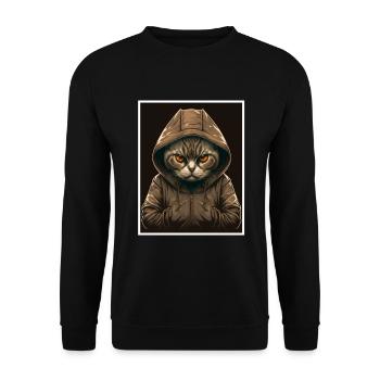 Katze Kätzchen Morgenmuffel Sarkasmus Kollege - Unisex Pullover - Schwarz - Vorne - Alina (178cm) & Michal (187cm)