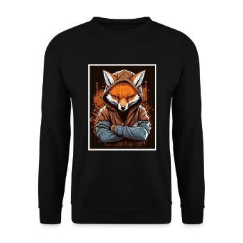 Fuchs Morgenmuffel Sarkasmus Kollege Mitarbeiter - Unisex Pullover - Schwarz - Vorne - Alina (178cm) & Michal (187cm)