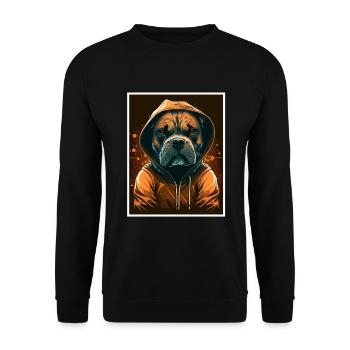 Hund Bulldogge Morgenmuffel Sarkasmus Kollege - Unisex Pullover - Schwarz - Vorne - Alina (178cm) & Michal (187cm)