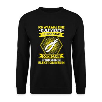 Elektroniker Elektriker Electrician Lineman - Unisex Pullover - Schwarz - Vorne - Alina (178cm) & Michal (187cm)