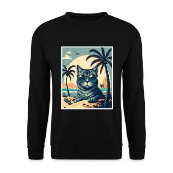 Quoi de neuf Plages Cat Beach Summer Holiday Party - Sweat-shirt Unisexe - noir - Devant - Alina (178cm) & Michal (187cm)