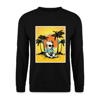 Whats up Beaches Junge KInd Strand Sommer Urlaub - Unisex Pullover - Schwarz - Vorne - Alina (178cm) & Michal (187cm)