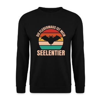 Fledermaus Fledermäuse Bat Bats Fledertier - Unisex Pullover - Schwarz - Vorne - Alina (178cm) & Michal (187cm)