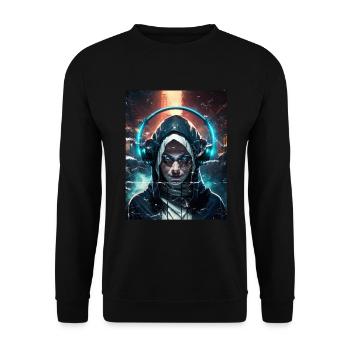 Techno Vaporwave Nonne Christlich Gott Musik - Unisex Pullover - Schwarz - Vorne - Alina (178cm) & Michal (187cm)