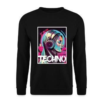 Techno Vaporwave Nonne Christlich Gott Musik - Unisex Pullover - Schwarz - Vorne - Alina (178cm) & Michal (187cm)