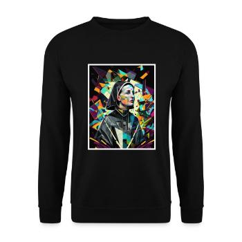 Techno Vaporwave Nonne Christlich Gott Musik - Unisex Pullover - Schwarz - Vorne - Alina (178cm) & Michal (187cm)