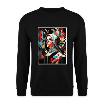 Techno Vaporwave Nonne Christlich Gott Musik - Unisex Pullover - Schwarz - Vorne - Alina (178cm) & Michal (187cm)