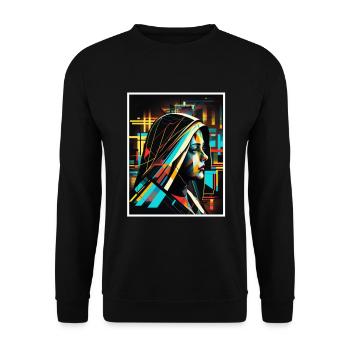 Techno Vaporwave Nonne Christlich Gott Musik - Unisex Pullover - Schwarz - Vorne - Alina (178cm) & Michal (187cm)