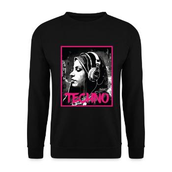 Techno Vaporwave Nonne Christlich Gott Musik - Unisex Pullover - Schwarz - Vorne - Alina (178cm) & Michal (187cm)