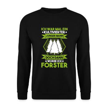 Förster Forstwirtschaft Forester Waldarbeiter Wald - Unisex Pullover - Schwarz - Vorne - Alina (178cm) & Michal (187cm)