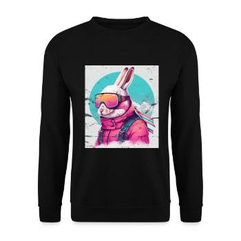 Winter Hase Ski Snowboard Schnee Kaninchen - Unisex Pullover - Schwarz - Vorne - Alina (178cm) & Michal (187cm)