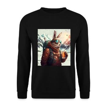 Winter Rabbit Ski Snowboard Snow Rabbit - Unisex Sweatshirt - black - Front - Alina (178cm) & Michal (187cm)