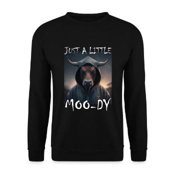 A little Moody Cow Beef Morning Grouch Farmer Sleep - Unisex Sweatshirt - black - Front - Alina (178cm) & Michal (187cm)