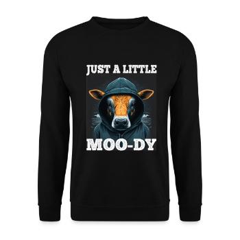A little Moody Cow Beef Morning Grouch Farmer Sleep - Unisex Sweatshirt - black - Front - Alina (178cm) & Michal (187cm)
