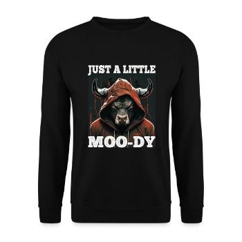 A little Moody Cow Beef Morning Grouch Farmer Sleep - Unisex Sweatshirt - black - Front - Alina (178cm) & Michal (187cm)