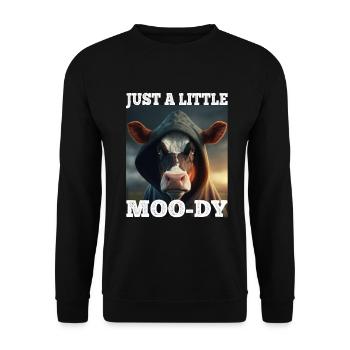 A little Moody Cow Beef Morning Grouch Farmer Sleep - Unisex Sweatshirt - black - Front - Alina (178cm) & Michal (187cm)