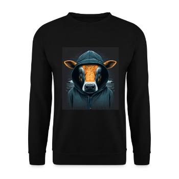 A little Moody Cow Beef Morning Grouch Farmer Sleep - Unisex Sweatshirt - black - Front - Alina (178cm) & Michal (187cm)