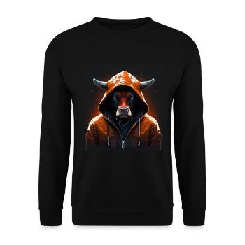 A little Moody Cow Beef Morning Grouch Farmer Sleep - Unisex Sweatshirt - black - Front - Alina (178cm) & Michal (187cm)