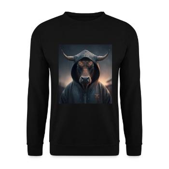 A little Moody Cow Beef Morning Grouch Farmer Sleep - Unisex Sweatshirt - black - Front - Alina (178cm) & Michal (187cm)