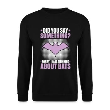 Fledermaus Fledermäuse Bat Bats Fledertier - Unisex Pullover - Schwarz - Vorne - Alina (178cm) & Michal (187cm)