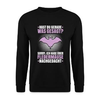 Fledermaus Fledermäuse Bat Bats Fledertier - Unisex Pullover - Schwarz - Vorne - Alina (178cm) & Michal (187cm)