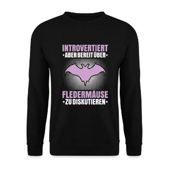Fledermaus Fledermäuse Bat Bats Fledertier - Unisex Pullover - Schwarz - Vorne - Alina (178cm) & Michal (187cm)